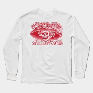 Calavera Catrina | Dia De Los Muertos | Day of the Dead | Skulls | Skeletons | Sugar Skulls | Red | Long Sleeve T-Shirt